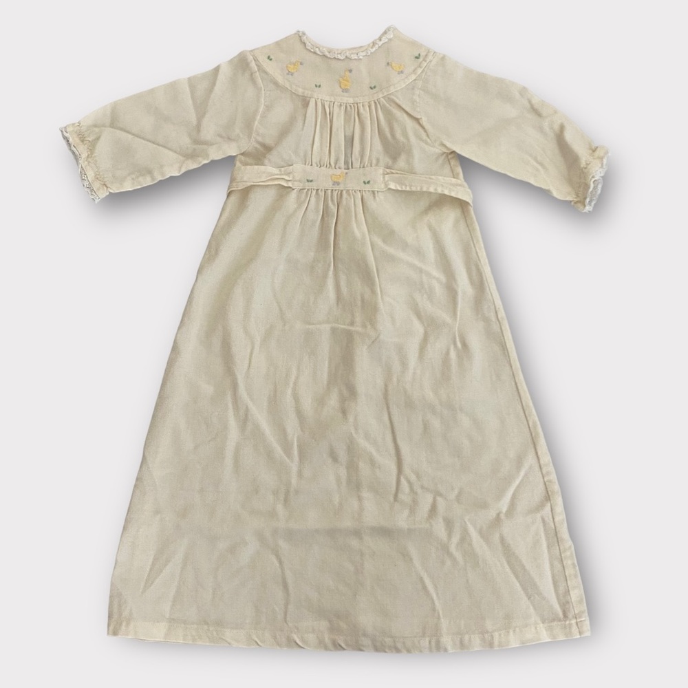 Vintage Viyella Baby Nightdress Nightie Wool Woven in Scotland Ducks Pale Yellow